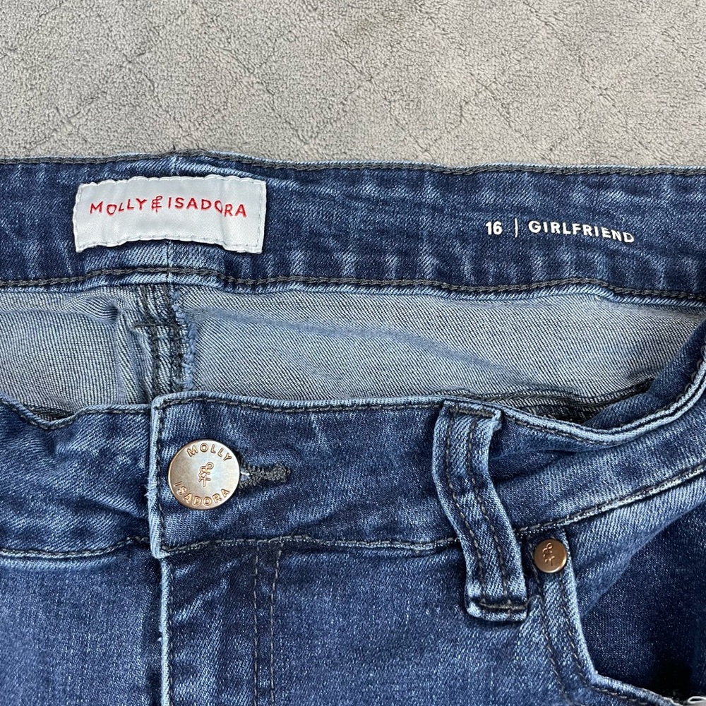 Molly & Isadora Size 16 Girlfriend Jeans Distressed Stretch Mid Rise - Picture 7 of 9